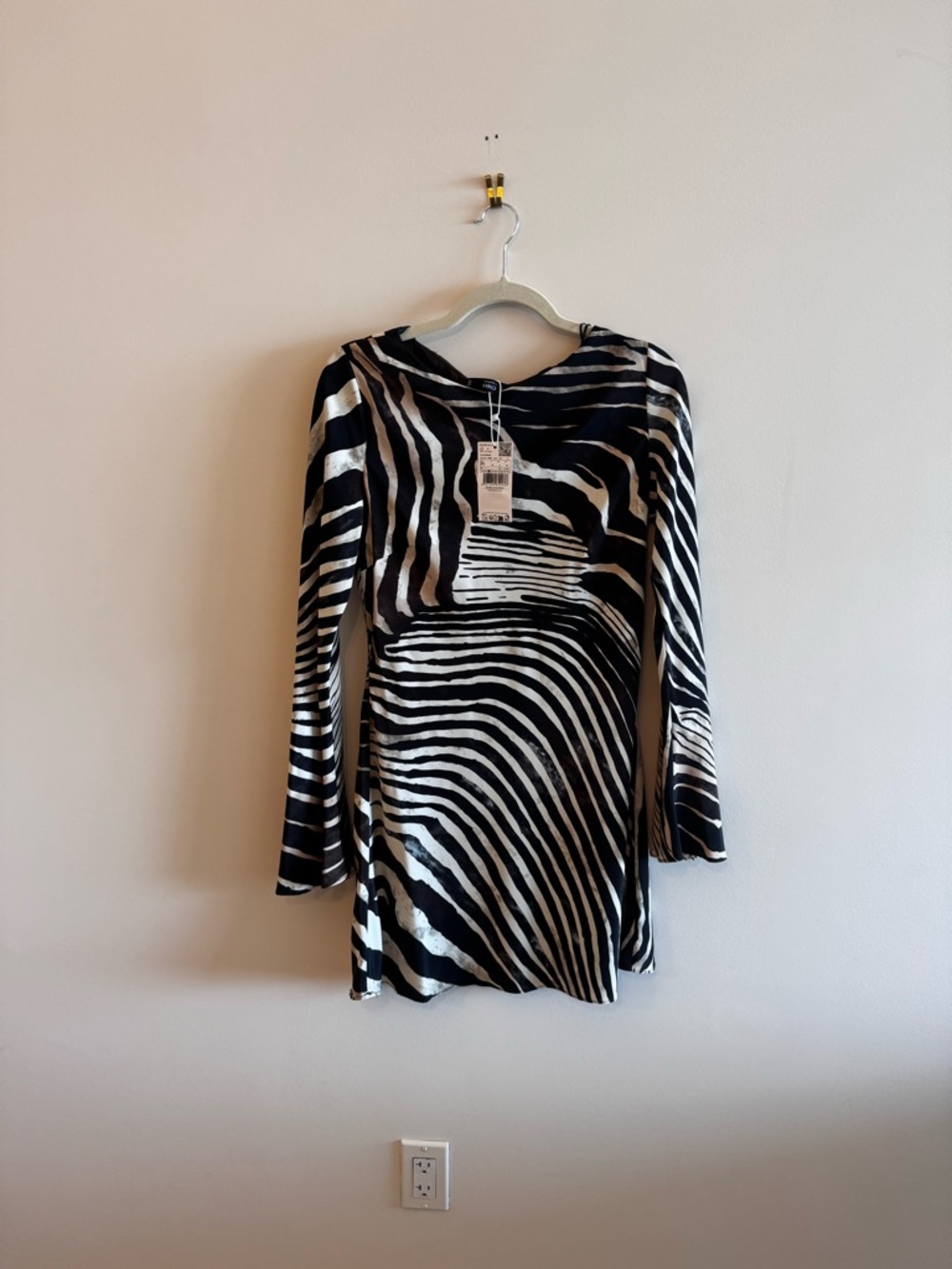 Mango Black and White Zebra-Print Mini Dress NWT